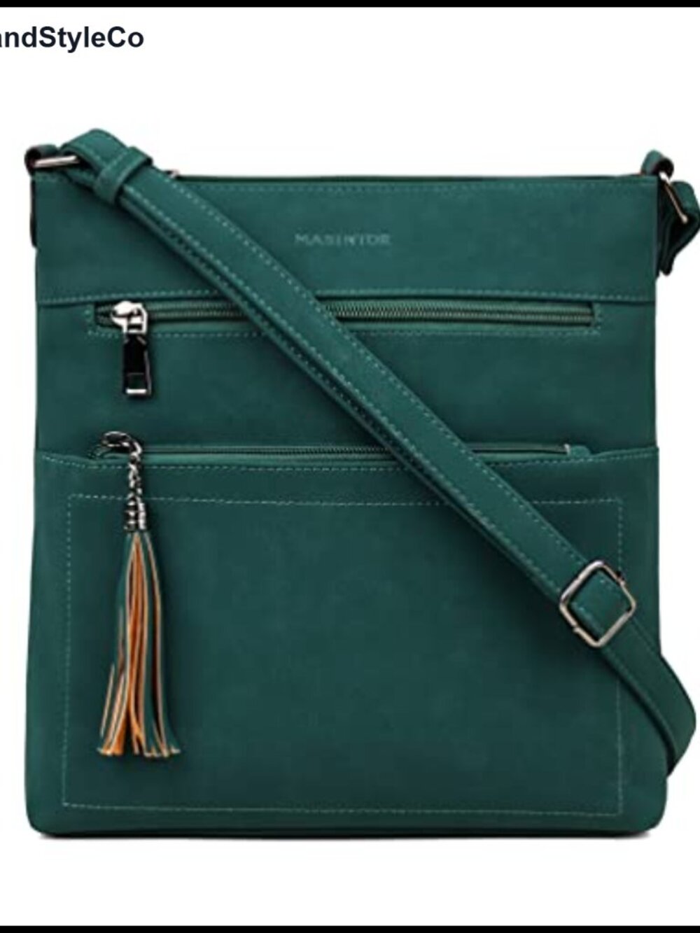Vegan Faux Leather Crossbody Bag Multi Pocket Adjustable Strap